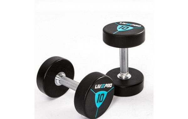 Гантели в уретане 46 кг Live Pro Premium Urethane Dumbbells LP8000-46 600_380