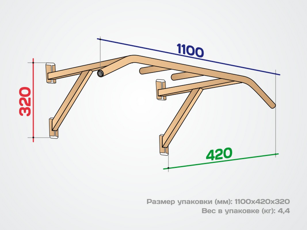 Турник настенный Spektr Sport Лайт, серый 1067_800