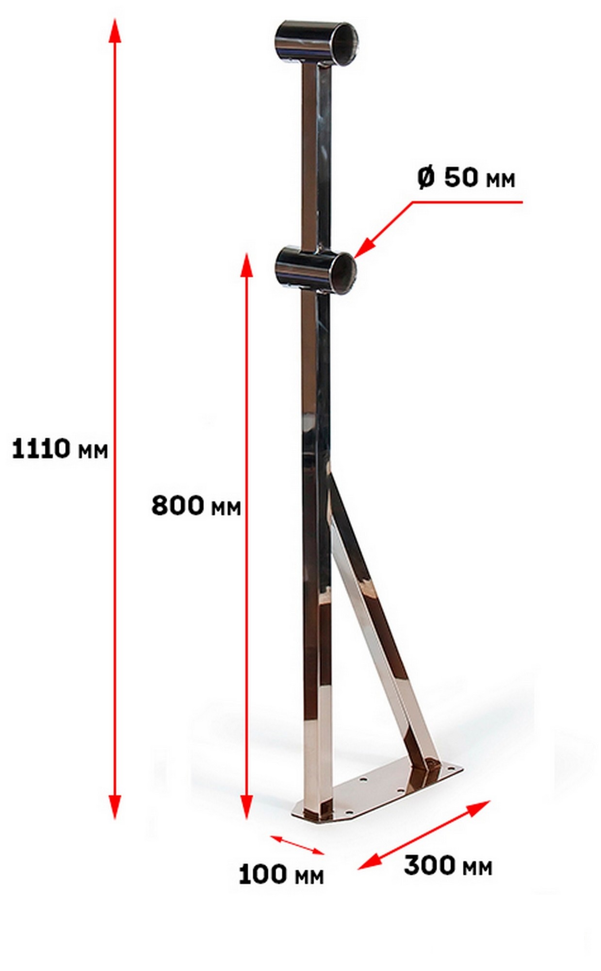 Стойка балетного станка двухуровневого из нержавеющей стали Poleaction Модель №7 565 1239_2000