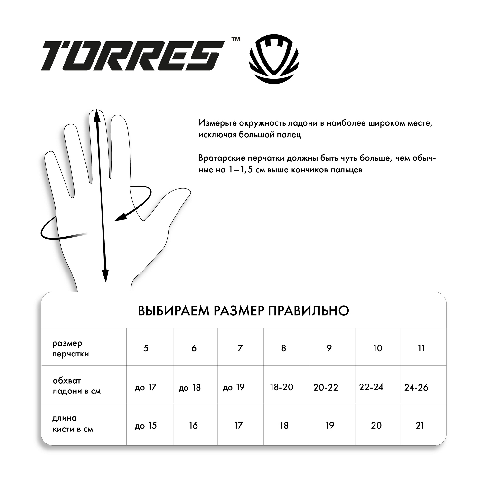 Перчатки вратарские Torres Junior FG0523606 черно-зеленый 2000_2000