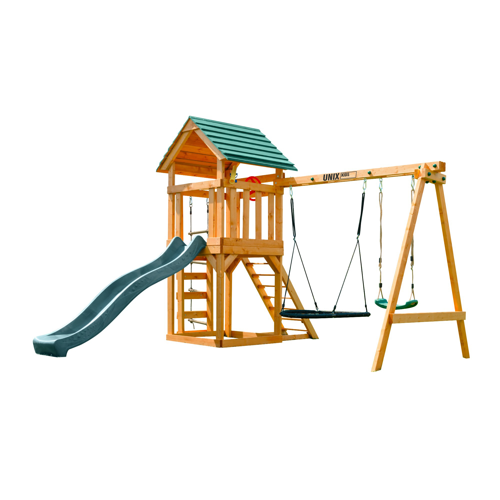 Детский игровой комплекс Unix Kids (6 in 1) PLU6IN1DG Dark Green 2000_2000